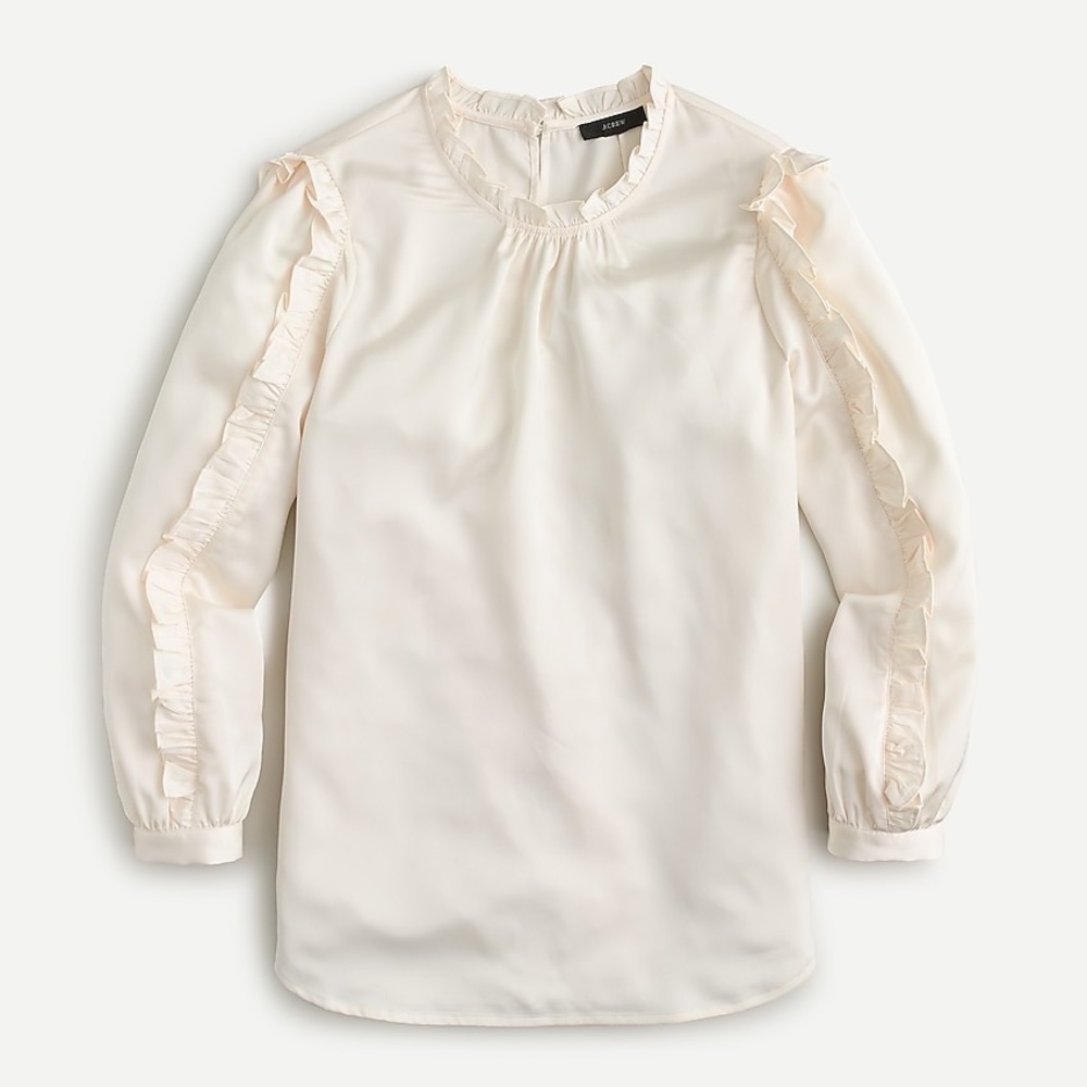 J. Crew Ruffle-sleeve top in satin crepe